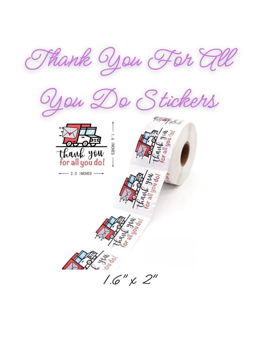 Thank You For All You Do Stickers ~ Qty 50  Size 1.6x2"